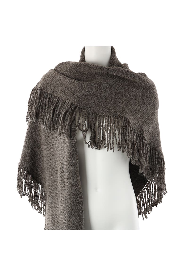 Knitted Triangle Scarf Wrap with Fringe, Alternate, color, HEATHER