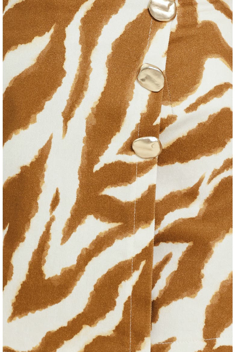 Print Button Detail Skort, Alternate, color, IVORY BROWN