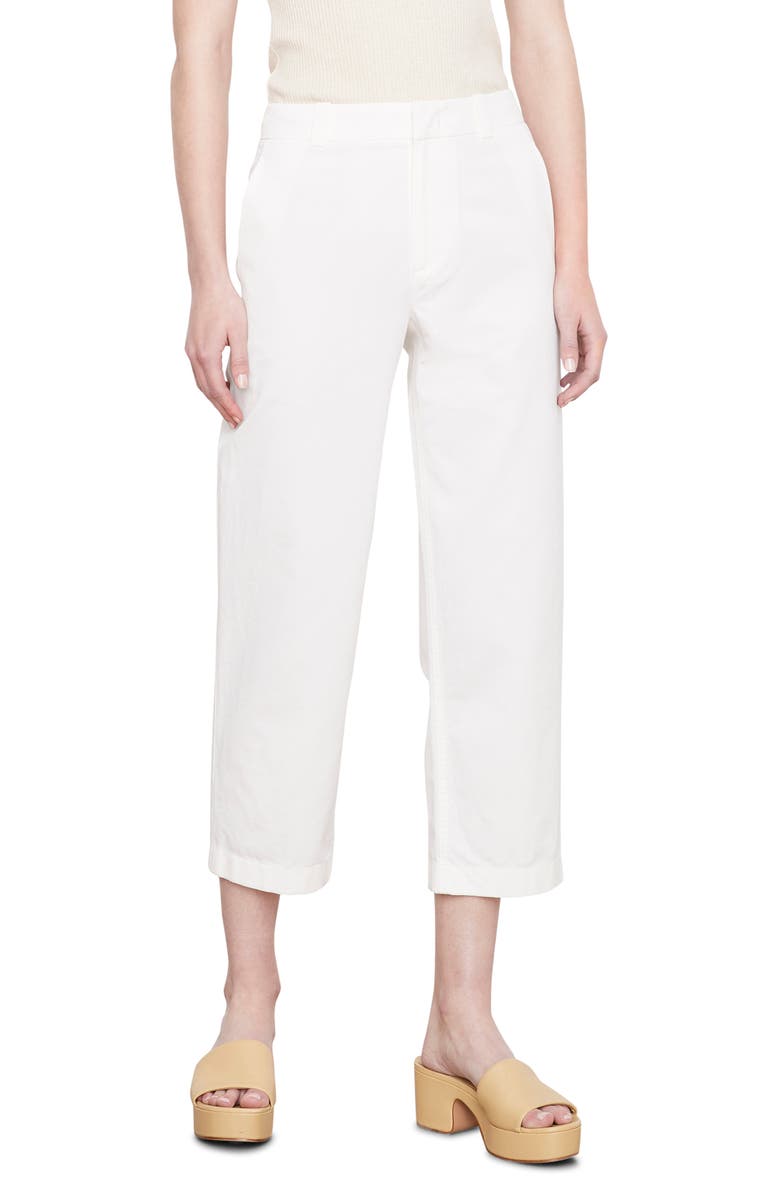 Vince Washed Cotton Crop Pants, Main, color, Off White