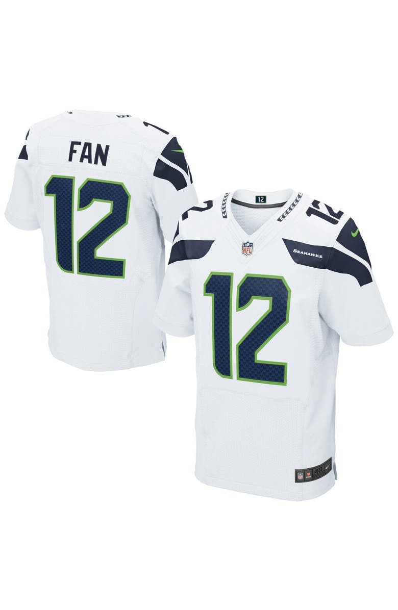 Nike Mens Seattle Seahawks 12s Nike White Elite Jersey, Main, color, 