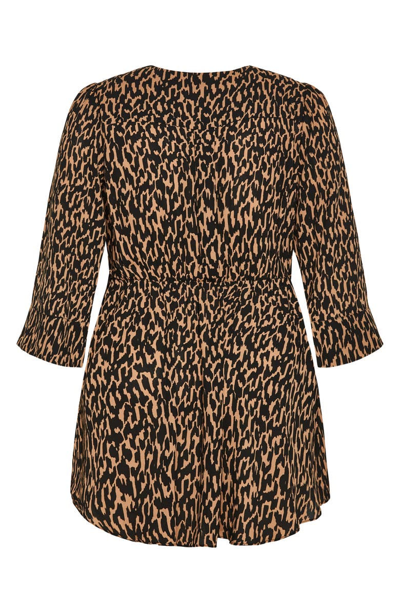 City Chic Jemma Leopard Print Wrap Tunic Top, Alternate, color, Geo Animal