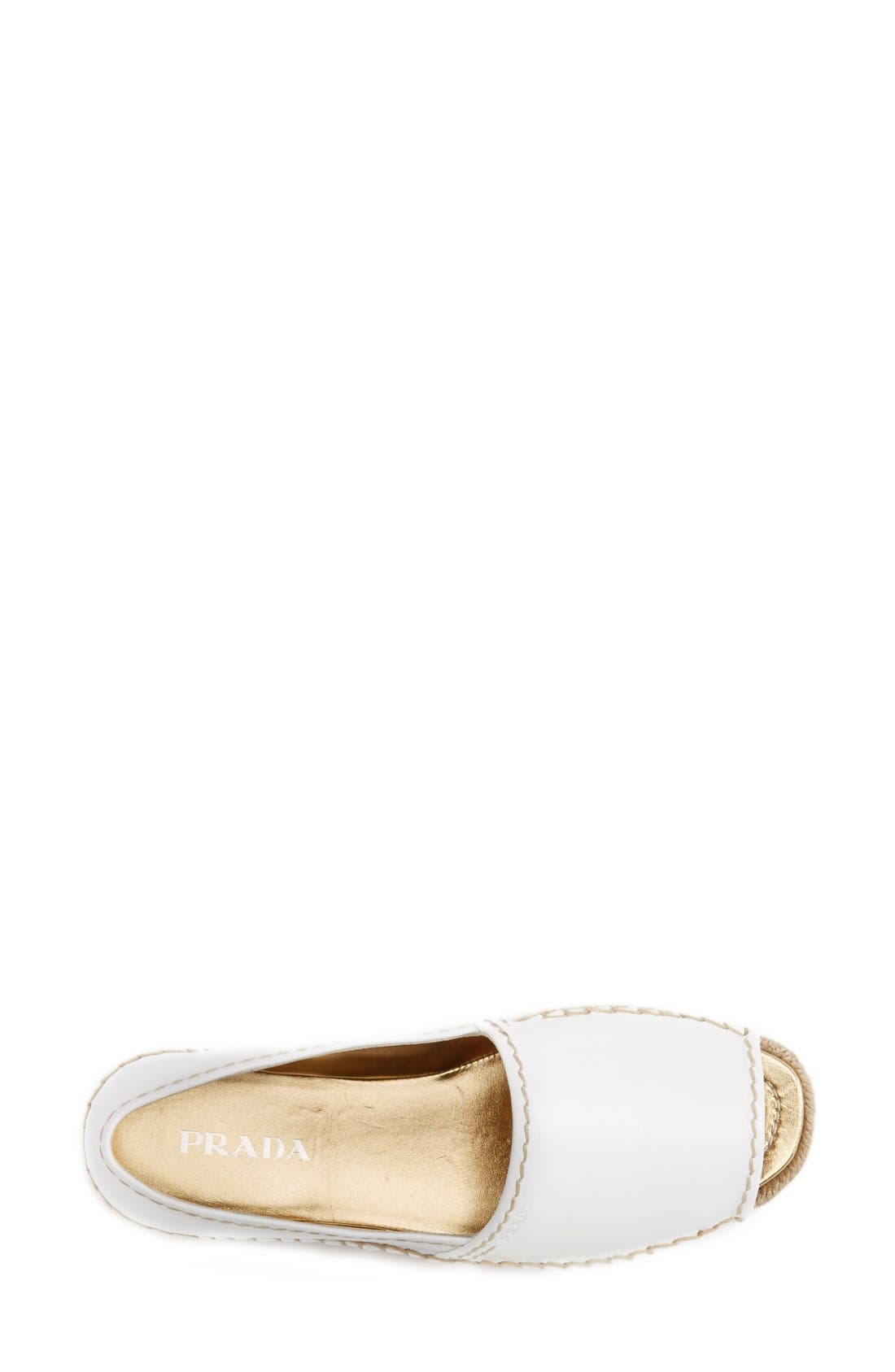 Prada Peep Toe Leather Espadrille, Alternate, color, 