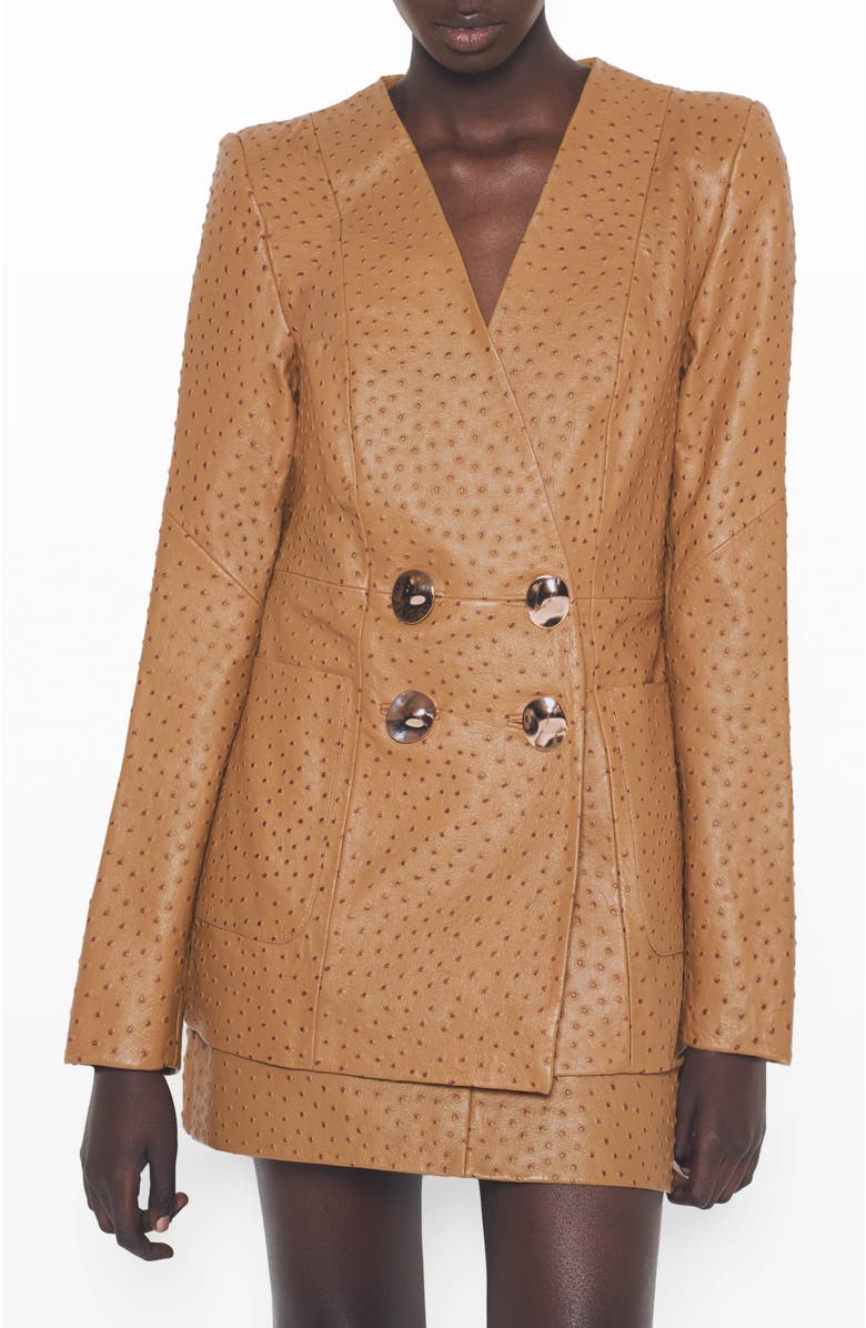 AS by DF Nadine Upcycled Leather Blazer, Main, color, Amber