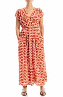 MAX STUDIO Cap Sleeve Tucked Waist Maxi Dress