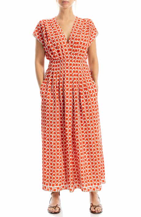 MAX STUDIO Cap Sleeve Tucked Waist Maxi Dress