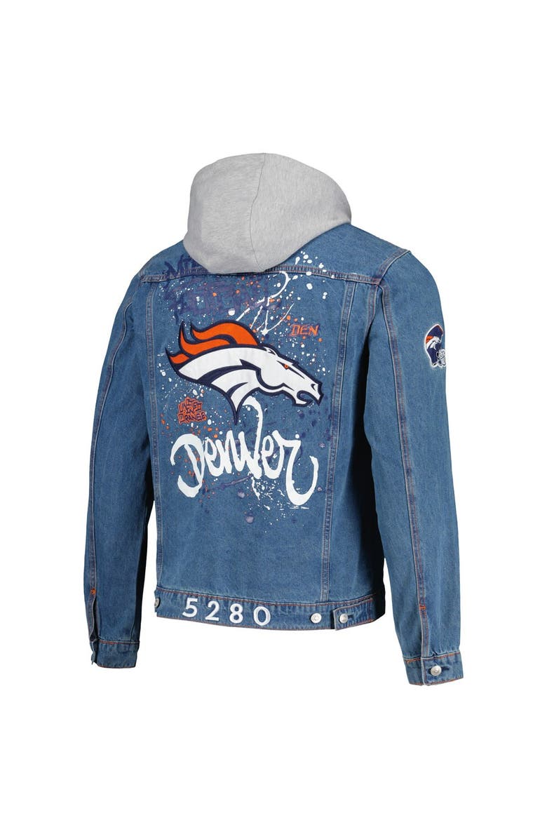 THE WILD COLLECTIVE Men's The Wild Collective Denim Denver Broncos Hooded Full-Button Denim Jacket, Alternate, color, 