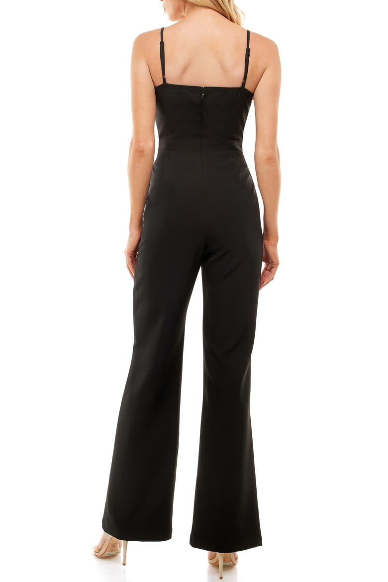 Twist Front Cutout Sleeveless Jumpsuit, Alternate, color, BLACK