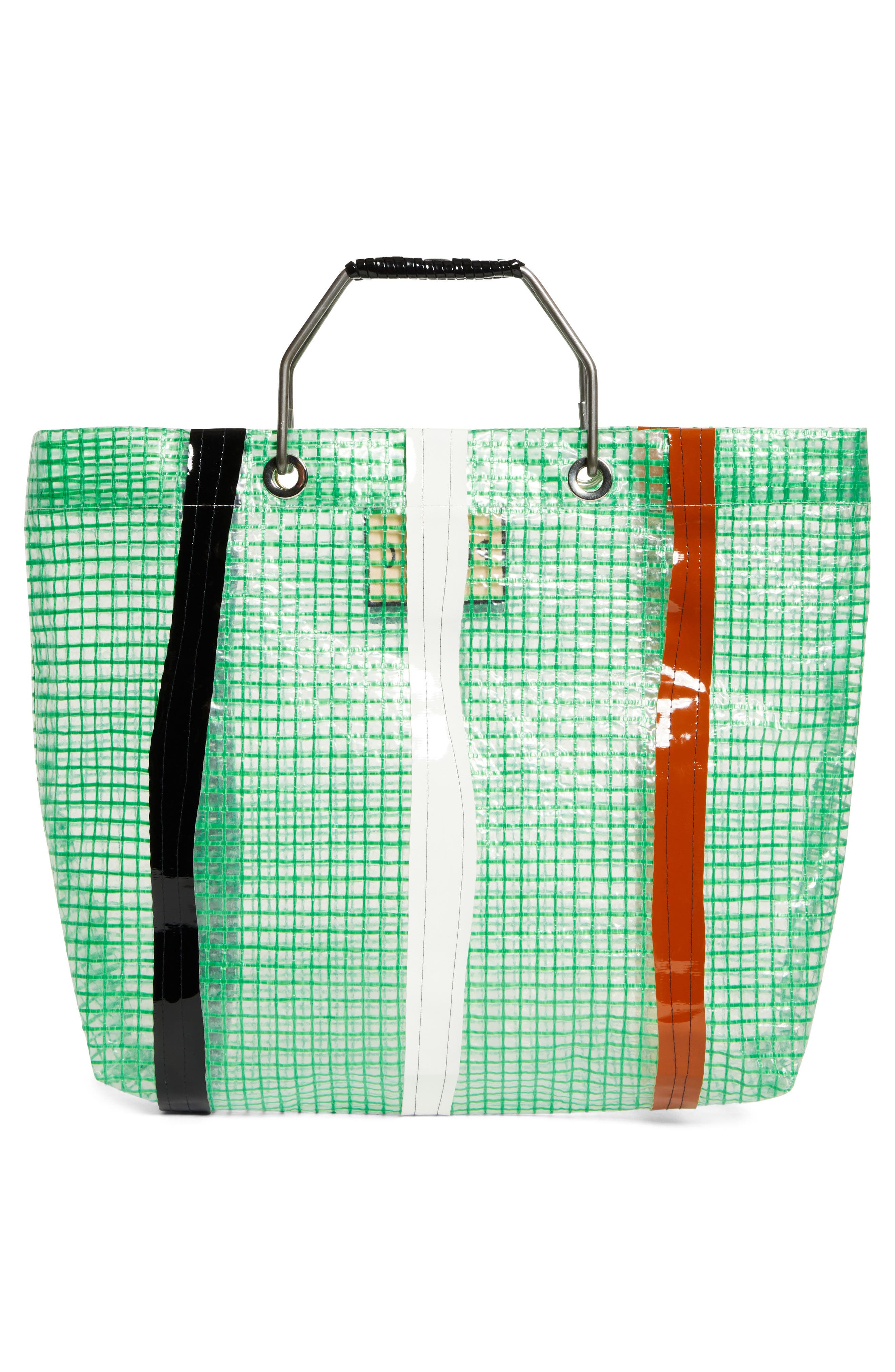 PLAN C Clear Shopper Tote, Alternate, color, Green/ Baked White Black