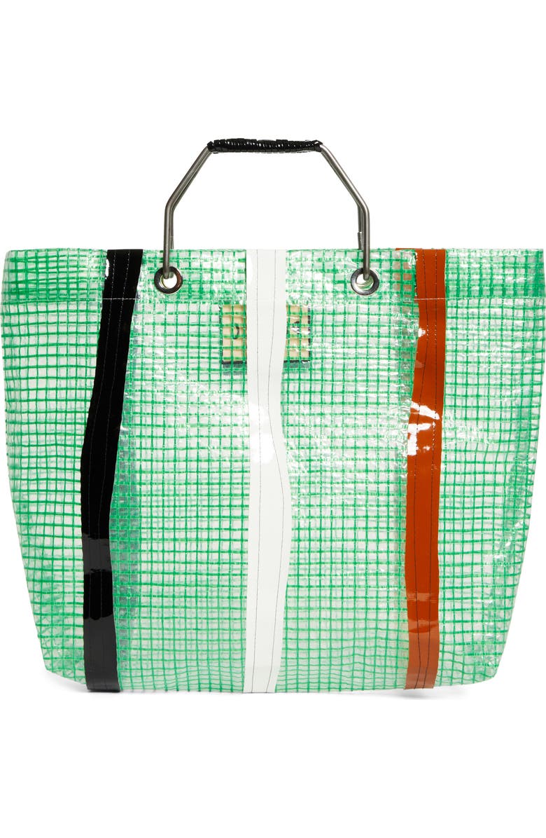PLAN C Clear Shopper Tote, Alternate, color, Green/ Baked White Black