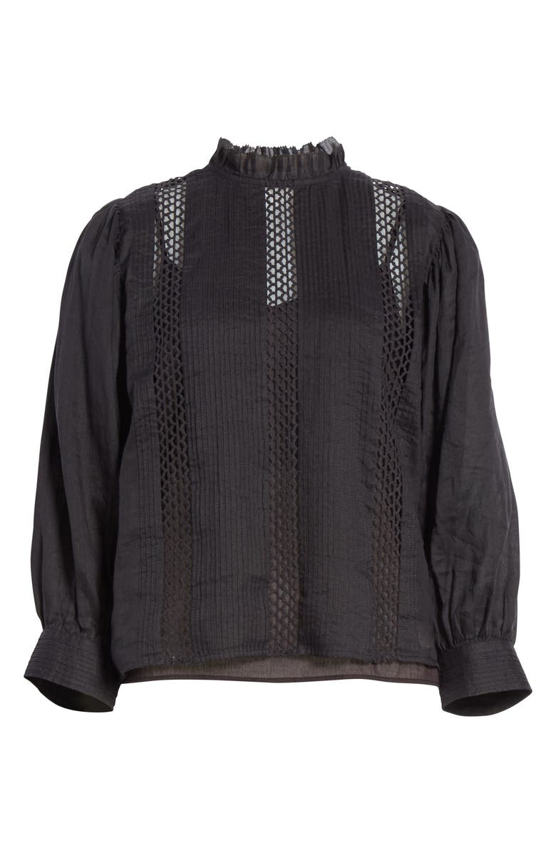 FRAME Lace Inset Ruffle Neck Top, Alternate, color, 