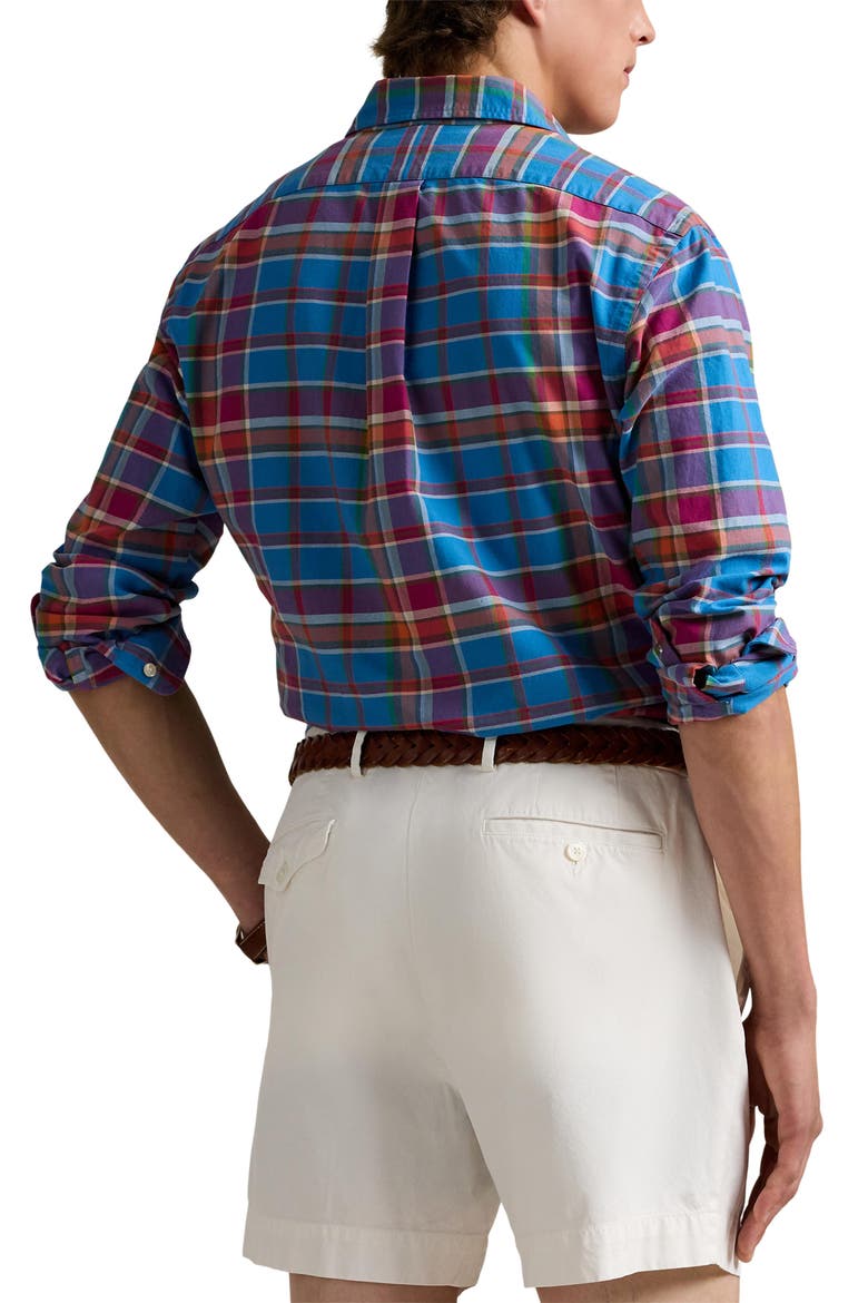 Classic Fit Plaid Cotton Oxford Button-Down Shirt, Alternate, color, 6600 BLUE BERRY MULTI