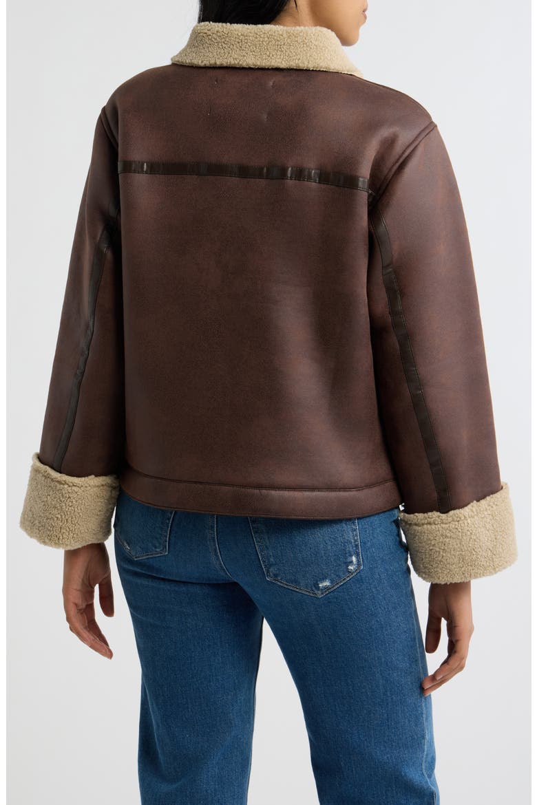 Faux Shearling Jacket, Alternate, color, DARK BROWN