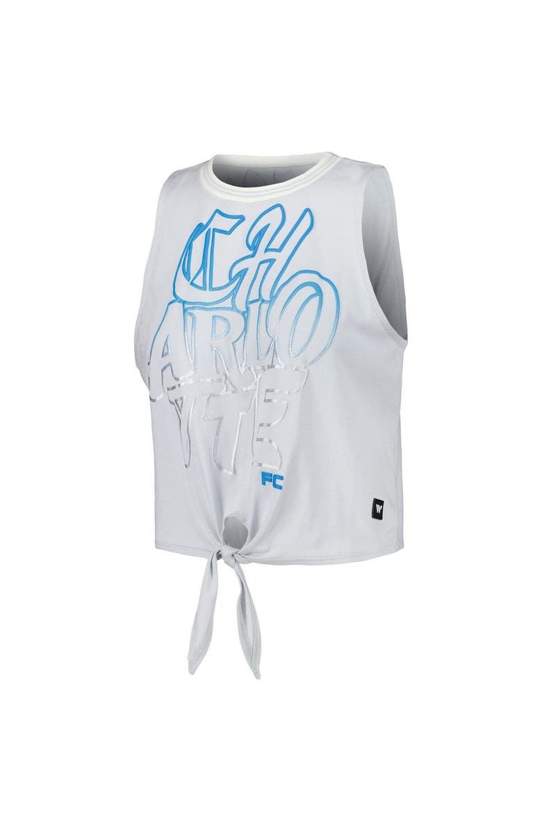 THE WILD COLLECTIVE Women's The Wild Collective White Charlotte FC Twist-Tie Tank Top, Alternate, color, White