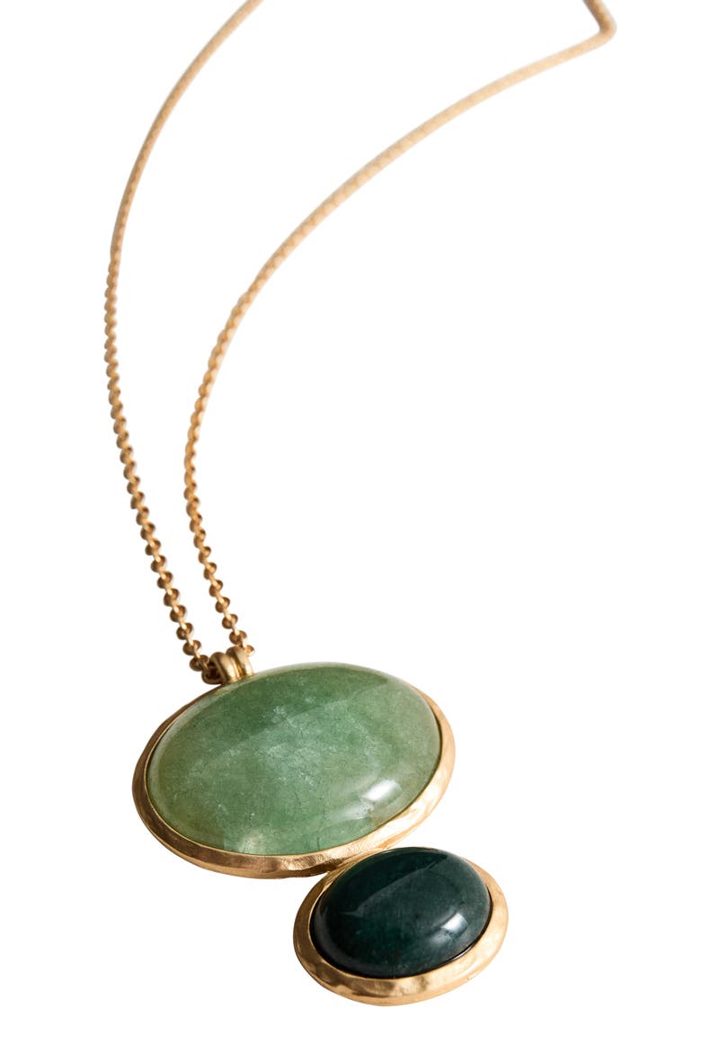 Long Stone Necklace, Alternate, color, GREEN/ GOLD