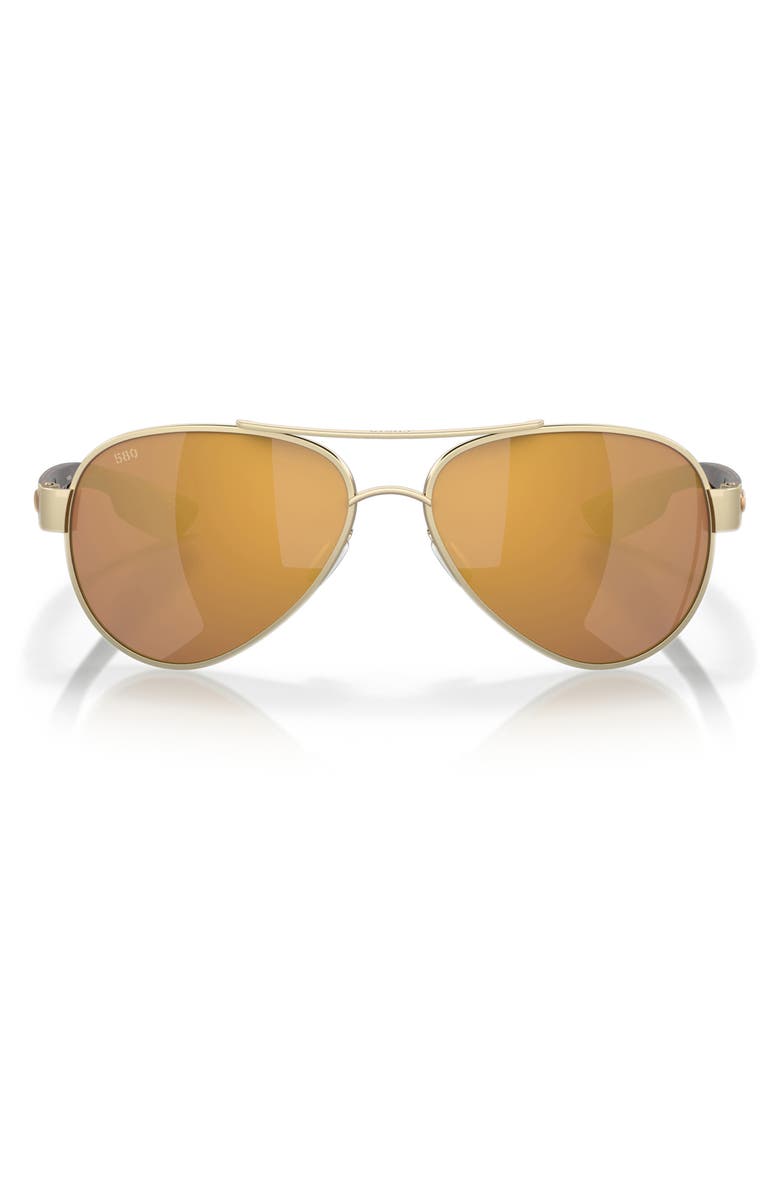 Costa Del Mar Loreto 56mm Polarized Aviator Sunglasses, Main, color, Brushed Gold/ Gold Mirror