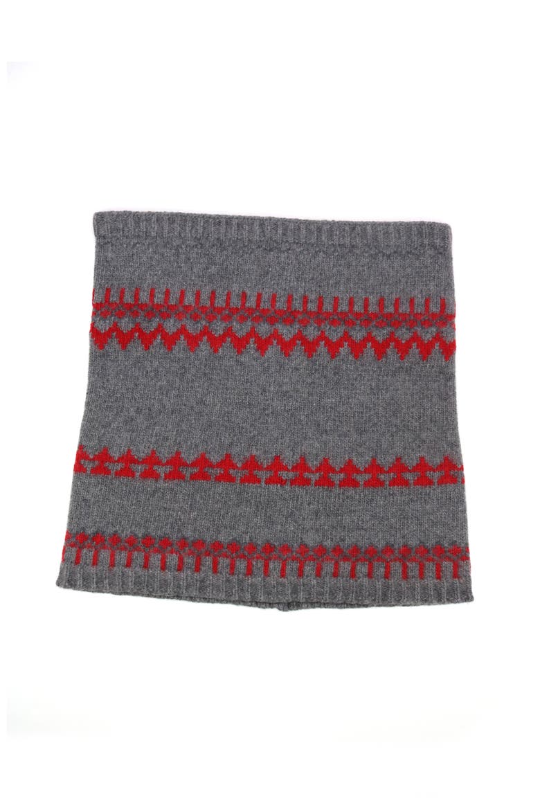 CASHMERE NECK WARMER IN NORDIC DESIGN, Alternate, color, MEDIUM GREY COMBO