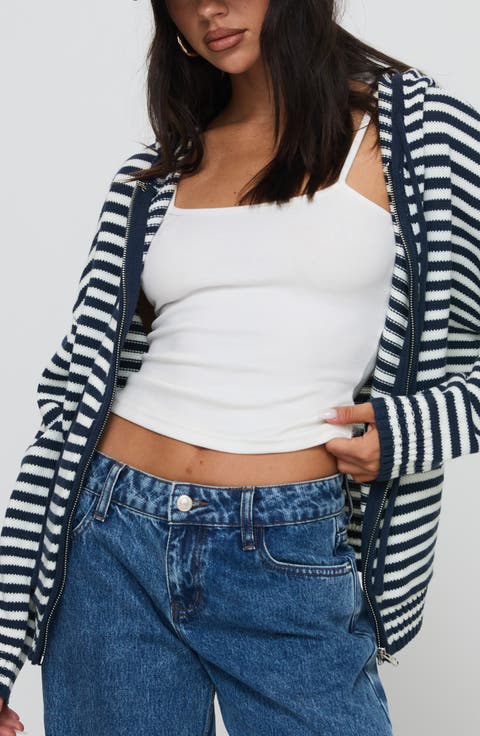 Brienna Oversize Stripe Zip Hoodie