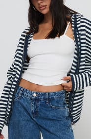 Princess Polly Brienna Oversize Stripe Zip Hoodie