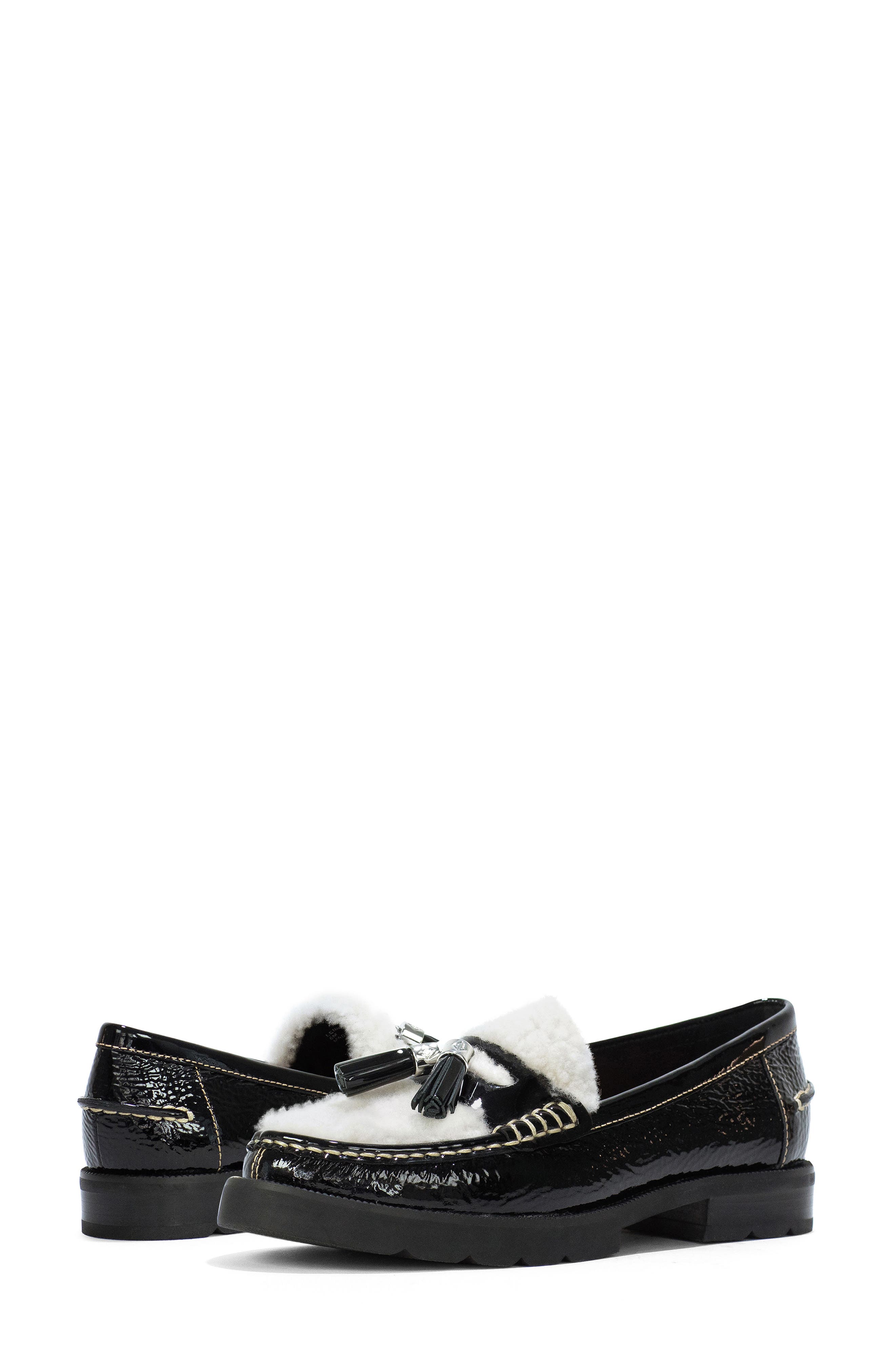 Donald Pliner Genuine Shearling Tassel Loafer, Alternate, color, 