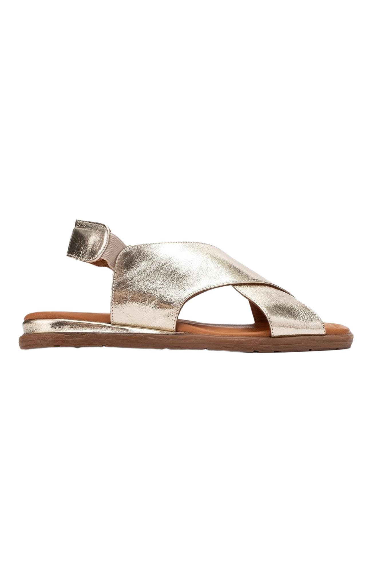 Forever & Always Shoes Broods Elastic Leather Slip On Sandals, Alternate, color, Gold Leather