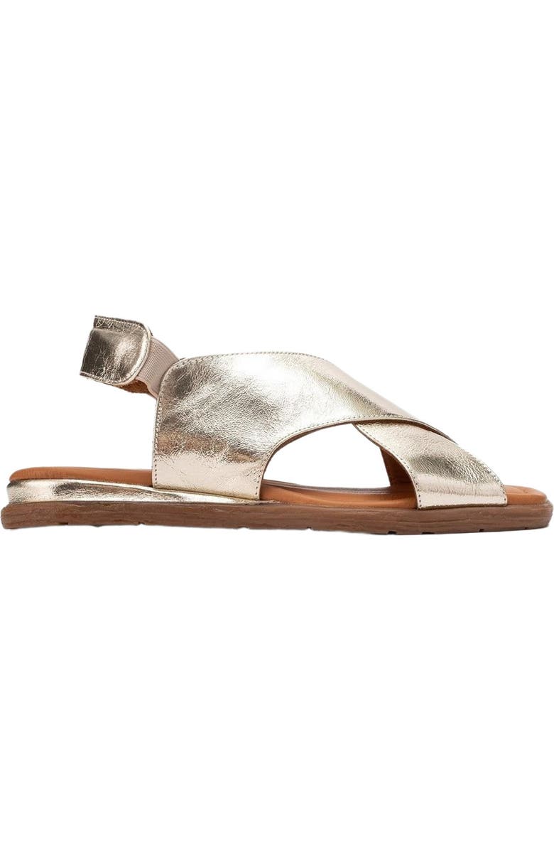 Forever & Always Shoes Broods Elastic Leather Slip On Sandals, Alternate, color, Gold Leather
