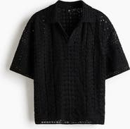 H&M Relaxed Fit Crochet-look Polo Shirt