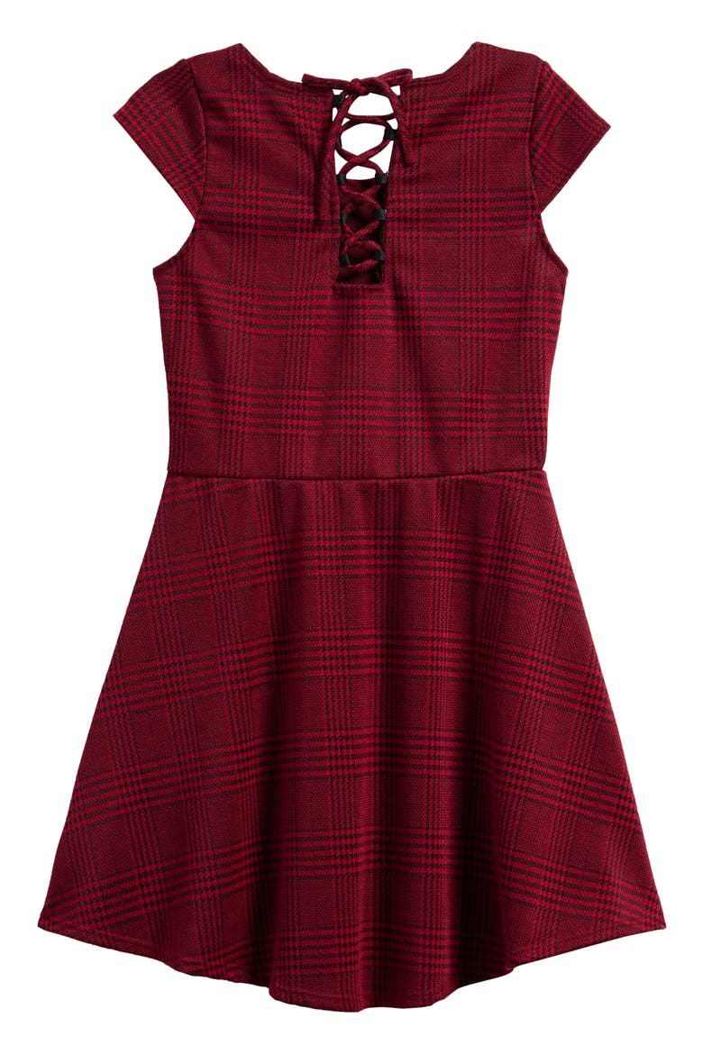 Kids' Plaid Skater Dress, Alternate, color, RED