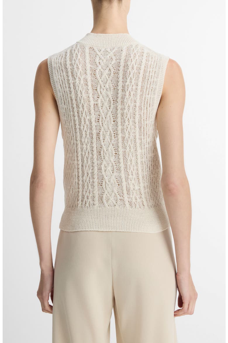 Mock Neck Cable Stitch Sweater Vest, Alternate, color, OFF WHITE/GOLD CLIFF