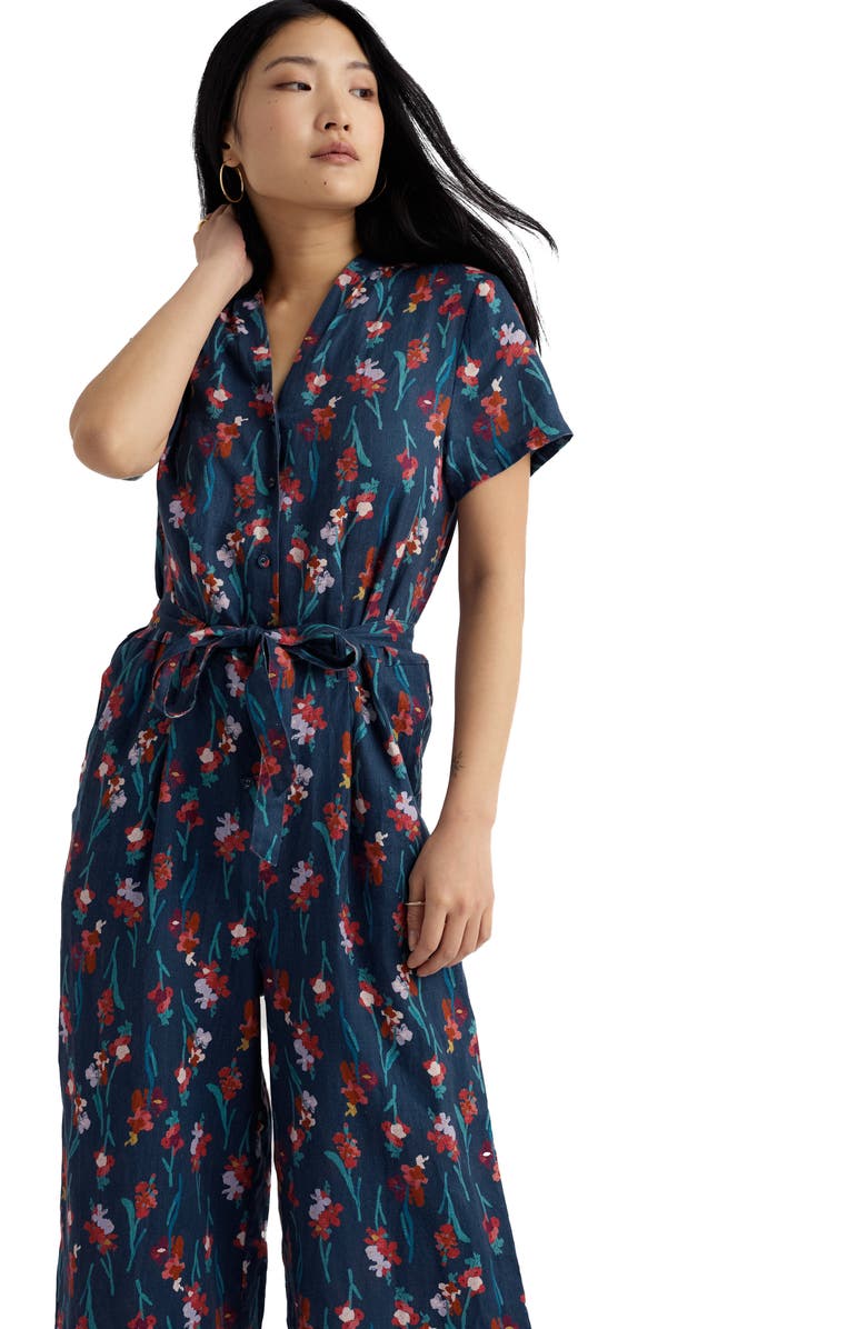 Seasalt Cornwall Treen Cove Floral Linen Jumpsuit, Alternate, color,