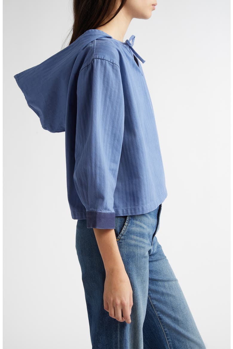 Knolly Brook Hooded Cotton Twill Pullover, Alternate, color, BLUE