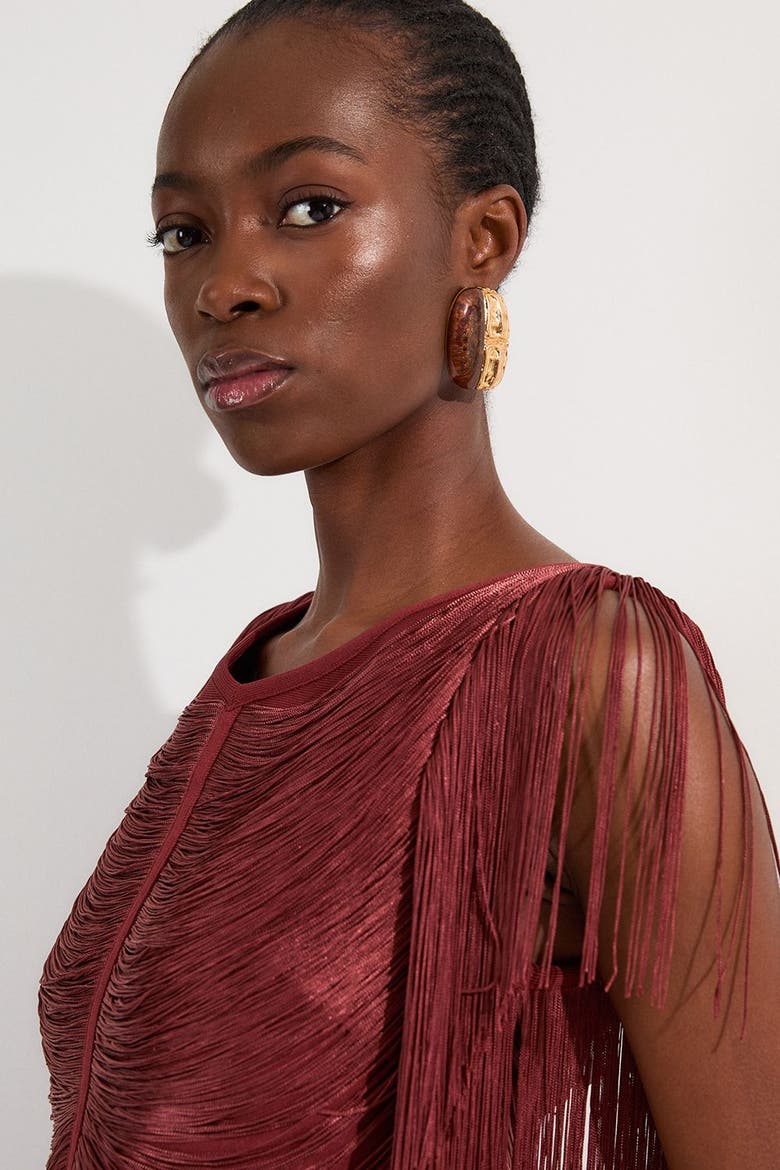Draped Fringe Knitted Top, Alternate, color, Rich Red