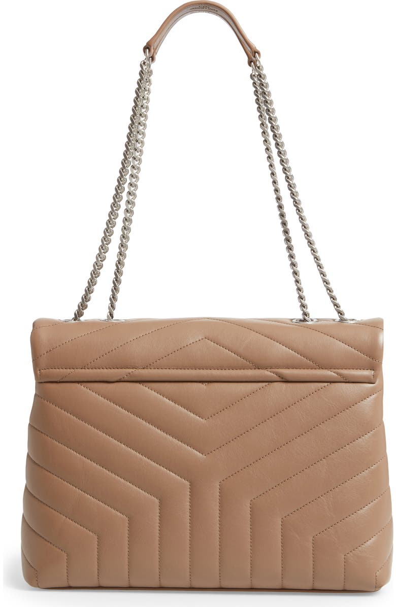Saint Laurent Medium LouLou Calfskin Leather Shoulder Bag, Alternate, color, Desert Storm/ Dark Storm