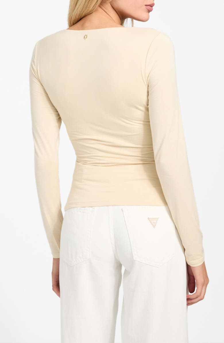GUESS Ayleen Ruched Long Sleeve Jersey Top, Alternate, color, Beige