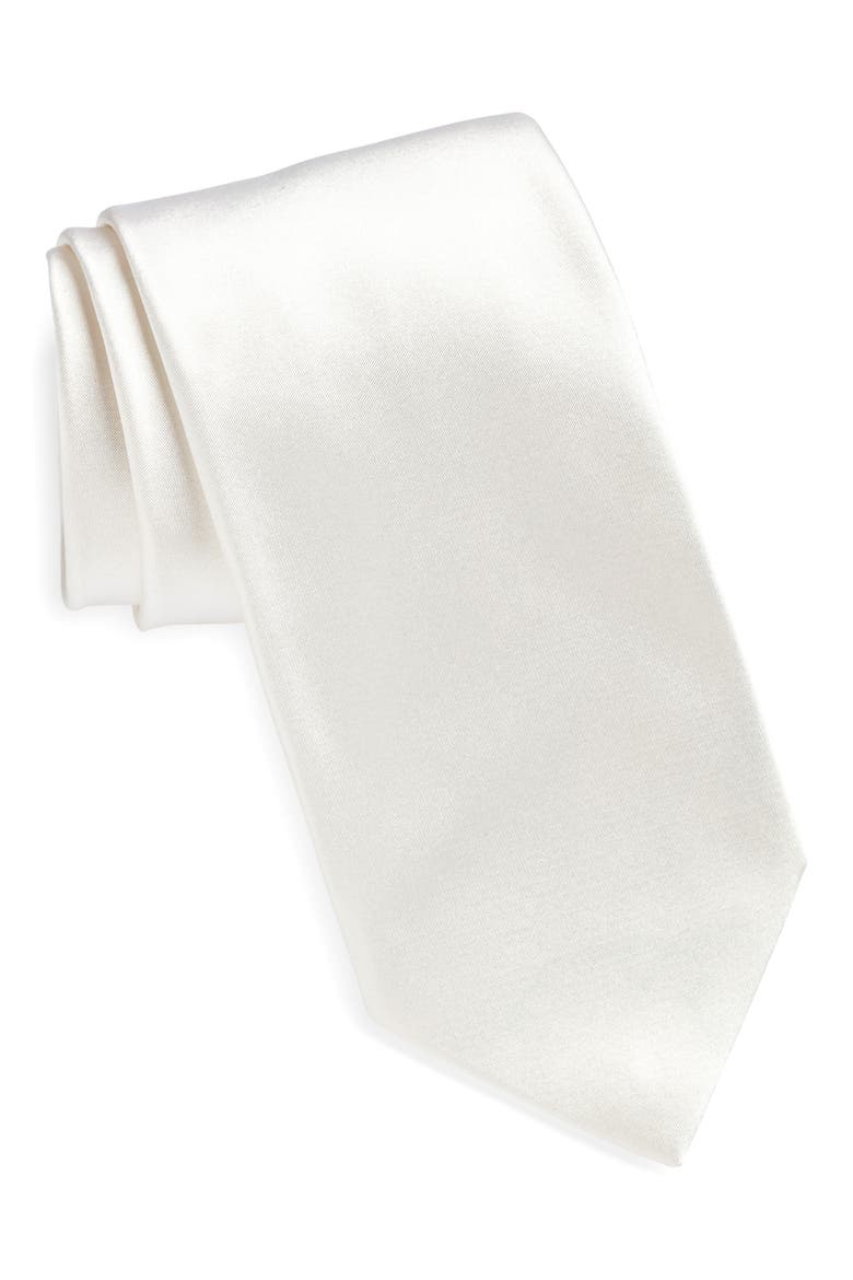 Silk Satin Tie, Main, color, WHITE