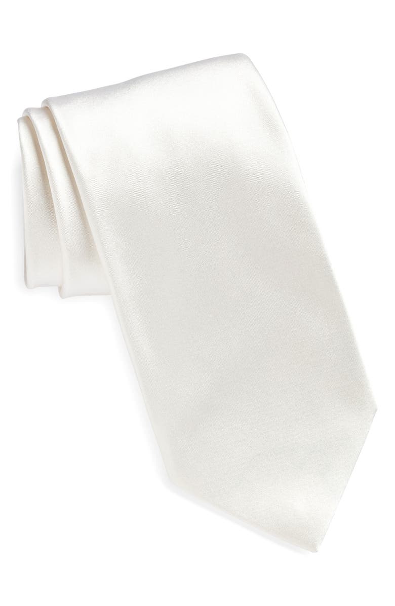 ZEGNA TIES Silk Satin Tie, Main, color, White