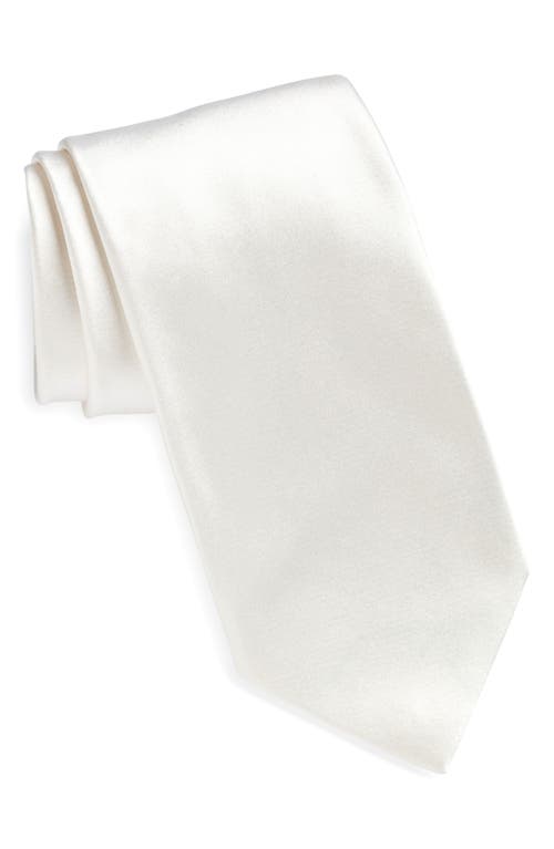 ZEGNA TIES Silk Satin Tie in White 