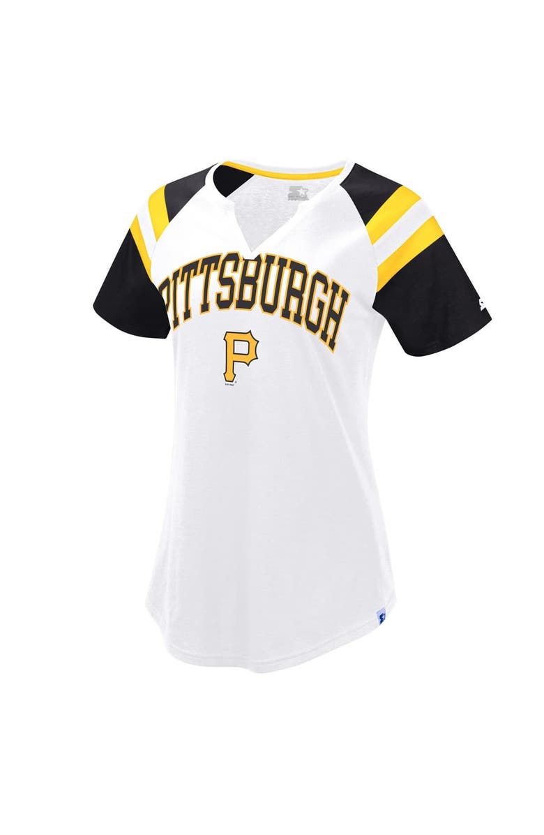 STARTER Women's Starter White/Black Pittsburgh Pirates Game On Notch Neck Raglan T-Shirt, Alternate, color, White