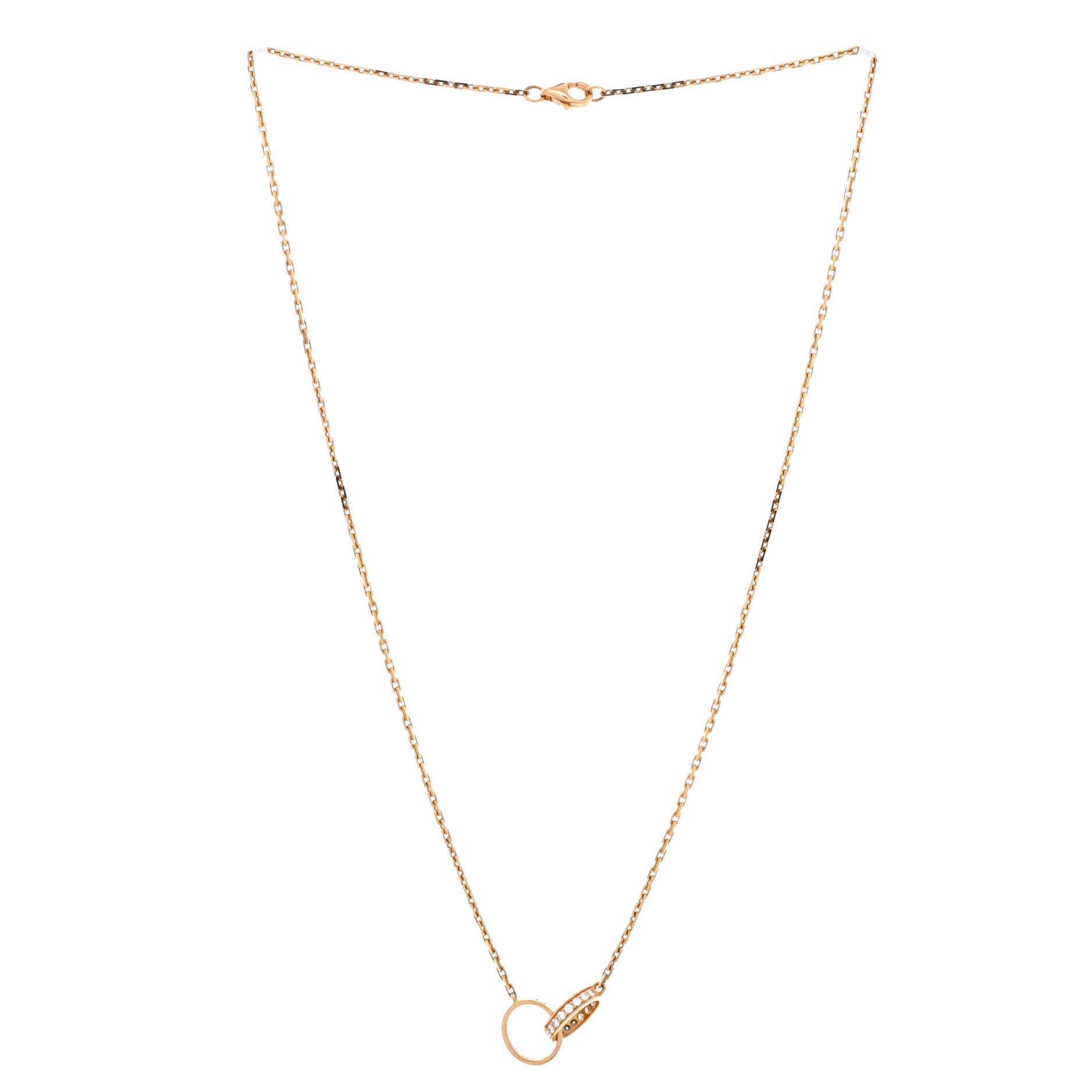 Love Interlocking Necklace 18K Rose Gold with Diamonds, Alternate, color, Metallic Gold