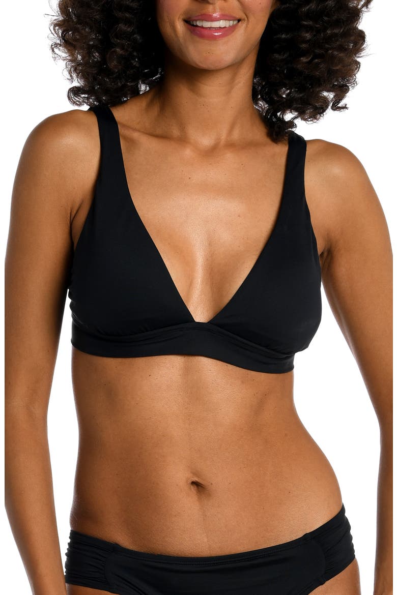 Island Goddess Triangle Bikini Top, Main, color, BLACK