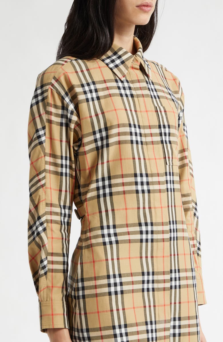 Burberry June Check Cotton Poplin Shirtdress, Alternate, color, Sand Ip Check