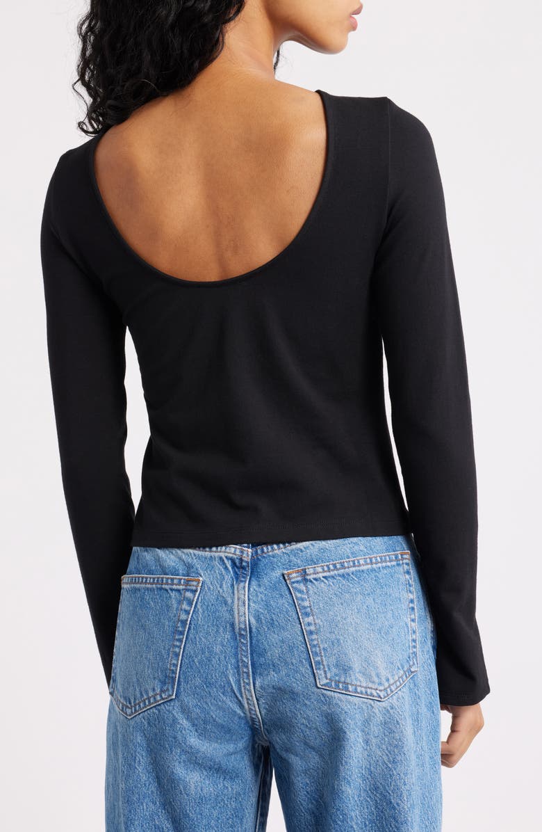 Madewell Long Sleeve Scoop Back T-Shirt, Alternate, color, Jet Black