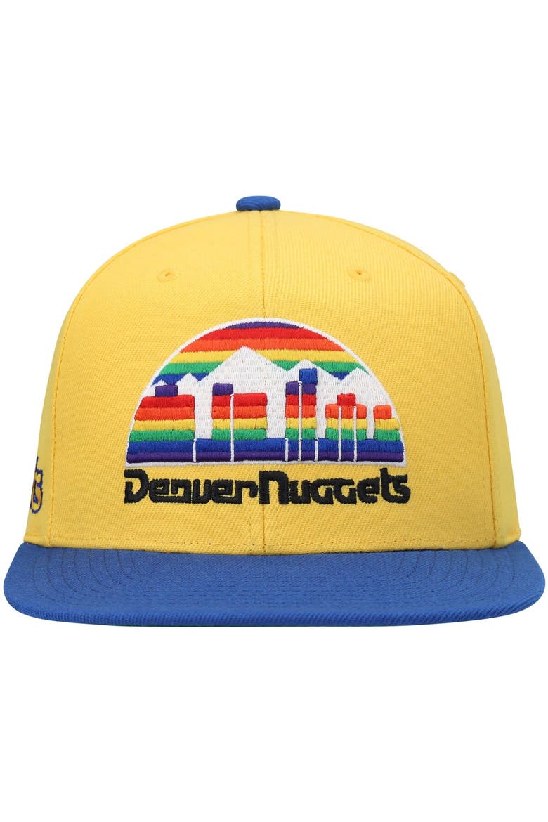 Men's Mitchell & Ness Gold/Royal Denver Nuggets Hardwood Classics Snapback Hat, Alternate, color, Gold
