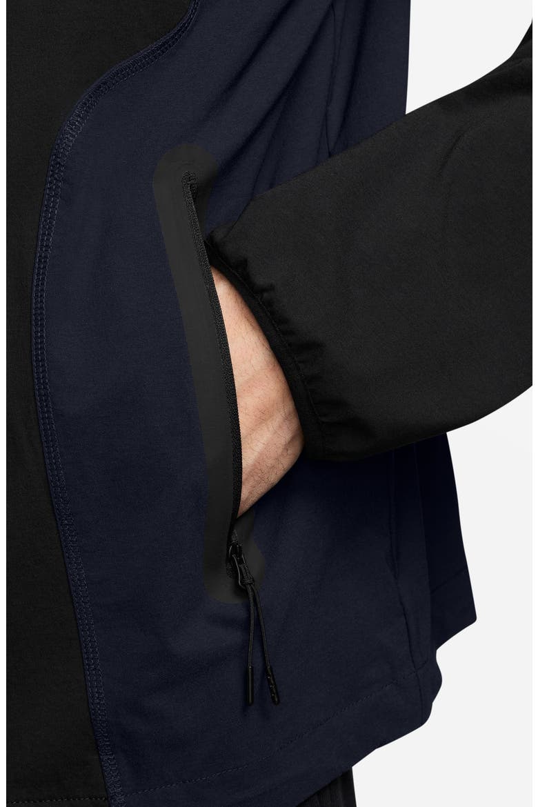 Tech Dri-FIT Woven Oversize Hooded Stretch Nylon Zip Jacket, Alternate, color, BLACK/ OBSIDIAN