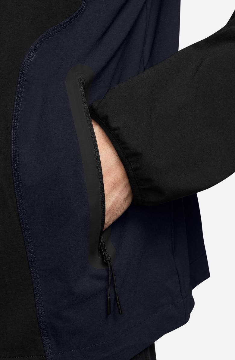 Nike Tech Dri-FIT Woven Oversize Hooded Stretch Nylon Zip Jacket, Alternate, color, Black/ Obsidian