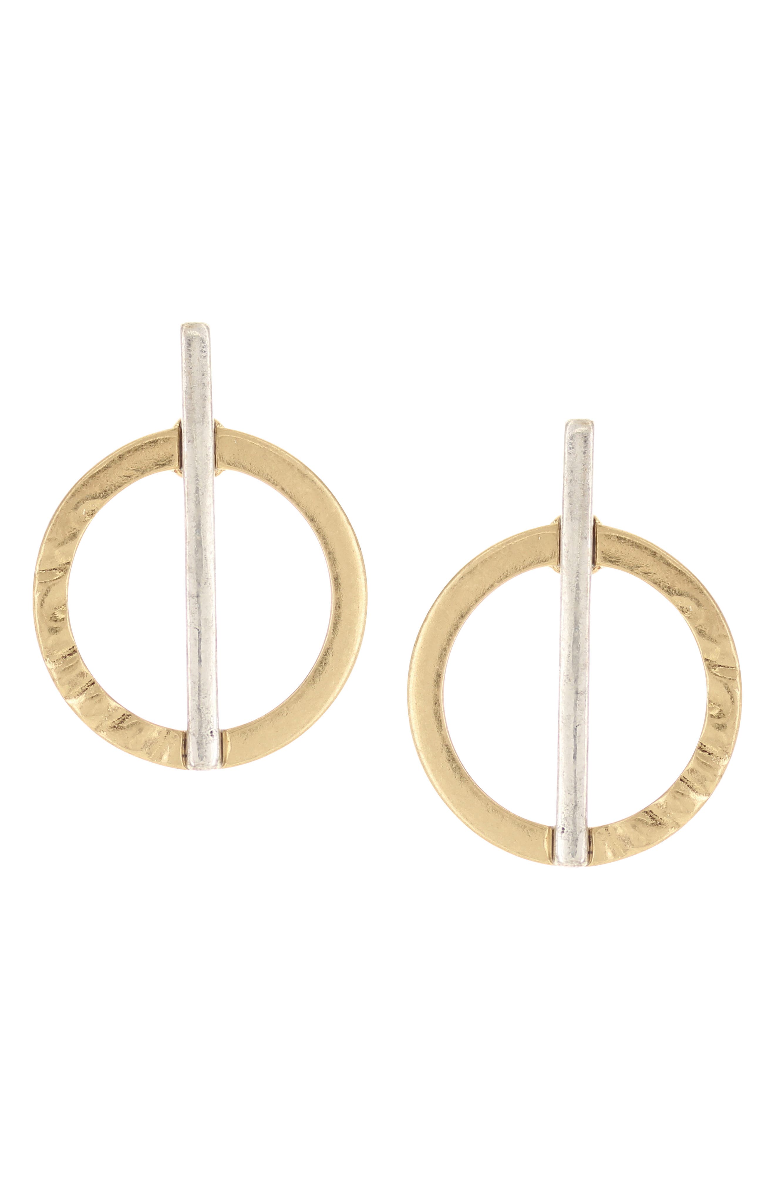 Eve Two-Tone Drop Circle Earrings