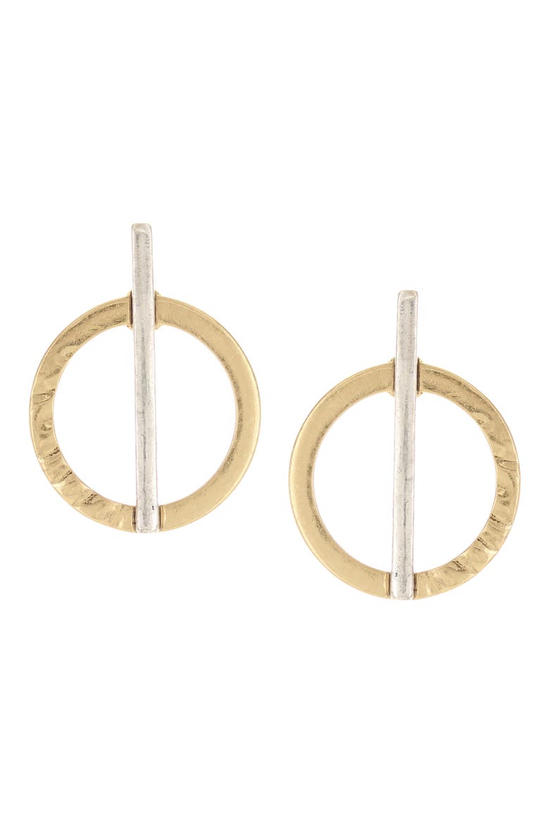 Eve Two-Tone Drop Circle Earrings, Main, color, GOLD / SILVER