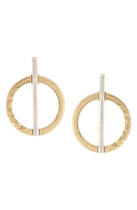 Eve Two-Tone Drop Circle Earrings