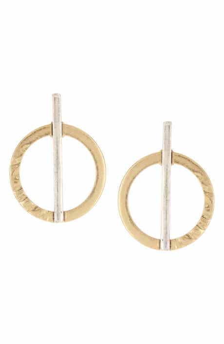 Eve Two-Tone Drop Circle Earrings