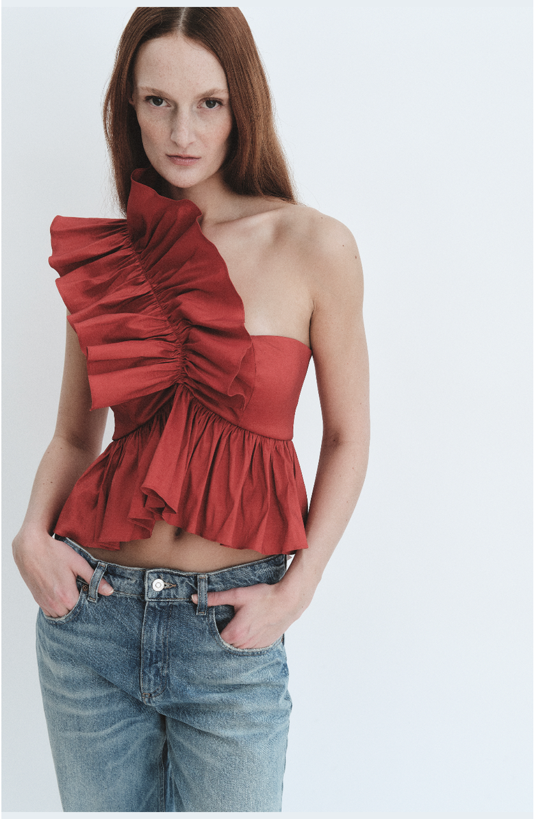 Madeline Marie Juliette Blouse Taffeta, Alternate, color, Chianti
