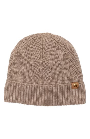 Cole Haan Ribbed Cuffed Beanie In Brown